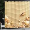 Ambesonne Cartoon Shower Curtain, Forest Secret Swing Old Tree Curly Half Moon Shaped Lamps Butterflies Print, Cloth Fabric Bathroom Decor Set with Hooks, 69″ W x 75″ L, Brown Khaki(Brown)