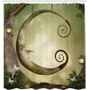 Ambesonne Cartoon Shower Curtain, Forest Secret Swing Old Tree Curly Half Moon Shaped Lamps Butterflies Print, Cloth Fabric Bathroom Decor Set with Hooks, 69″ W x 75″ L, Brown Khaki(Brown Khaki)