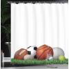 Ambesonne Cartoon Shower Curtain, Forest Secret Swing Old Tree Curly Half Moon Shaped Lamps Butterflies Print, Cloth Fabric Bathroom Decor Set with Hooks, 69″ W x 75″ L, Brown Khaki(Burnt Sienna)
