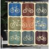 Ambesonne Cartoon Shower Curtain, Forest Secret Swing Old Tree Curly Half Moon Shaped Lamps Butterflies Print, Cloth Fabric Bathroom Decor Set with Hooks, 69″ W x 75″ L, Brown Khaki(Soft Beige)