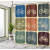 Ambesonne Cartoon Shower Curtain, Forest Secret Swing Old Tree Curly Half Moon Shaped Lamps Butterflies Print, Cloth Fabric Bathroom Decor Set with Hooks, 69″ W x 75″ L, Brown Khaki(Soft Beige)