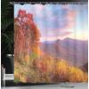 Ambesonne Cartoon Shower Curtain, Forest Secret Swing Old Tree Curly Half Moon Shaped Lamps Butterflies Print, Cloth Fabric Bathroom Decor Set with Hooks, 69″ W x 75″ L, Brown Khaki(Orange Green)