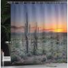 Ambesonne Cartoon Shower Curtain, Forest Secret Swing Old Tree Curly Half Moon Shaped Lamps Butterflies Print, Cloth Fabric Bathroom Decor Set with Hooks, 69″ W x 75″ L, Brown Khaki(Night Blue)
