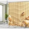 Ambesonne Cartoon Shower Curtain, Forest Secret Swing Old Tree Curly Half Moon Shaped Lamps Butterflies Print, Cloth Fabric Bathroom Decor Set with Hooks, 69″ W x 75″ L, Brown Khaki(Brown)