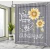Ambesonne Cartoon Shower Curtain, Forest Secret Swing Old Tree Curly Half Moon Shaped Lamps Butterflies Print, Cloth Fabric Bathroom Decor Set with Hooks, 69″ W x 75″ L, Brown Khaki(Yellow Grey)
