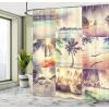 Ambesonne Cartoon Shower Curtain, Forest Secret Swing Old Tree Curly Half Moon Shaped Lamps Butterflies Print, Cloth Fabric Bathroom Decor Set with Hooks, 69″ W x 75″ L, Brown Khaki(Beige Cream)