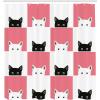 Ambesonne Cartoon Shower Curtain, Forest Secret Swing Old Tree Curly Half Moon Shaped Lamps Butterflies Print, Cloth Fabric Bathroom Decor Set with Hooks, 69″ W x 75″ L, Brown Khaki(White Black Pink)