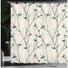 Ambesonne Cartoon Shower Curtain, Forest Secret Swing Old Tree Curly Half Moon Shaped Lamps Butterflies Print, Cloth Fabric Bathroom Decor Set with Hooks, 69″ W x 75″ L, Brown Khaki(Beige Dusk)