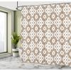Ambesonne Cartoon Shower Curtain, Forest Secret Swing Old Tree Curly Half Moon Shaped Lamps Butterflies Print, Cloth Fabric Bathroom Decor Set with Hooks, 69″ W x 75″ L, Brown Khaki(Beige White)
