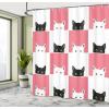Ambesonne Cartoon Shower Curtain, Forest Secret Swing Old Tree Curly Half Moon Shaped Lamps Butterflies Print, Cloth Fabric Bathroom Decor Set with Hooks, 69″ W x 75″ L, Brown Khaki(White Black Pink)