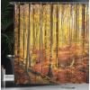 Ambesonne Cartoon Shower Curtain, Forest Secret Swing Old Tree Curly Half Moon Shaped Lamps Butterflies Print, Cloth Fabric Bathroom Decor Set with Hooks, 69″ W x 75″ L, Brown Khaki(Orange Yellow)