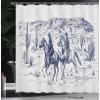 Ambesonne Cartoon Shower Curtain, Tale Castle Scenery in Floral Garden Girls Fantasy Picture, Cloth Fabric Bathroom Decor Set with Hooks, 69″ W x 70″ L, Pink Blue(Navy Blue)