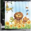 Ambesonne Cartoon Shower Curtain, Tale Castle Scenery in Floral Garden Girls Fantasy Picture, Cloth Fabric Bathroom Decor Set with Hooks, 69″ W x 70″ L, Pink Blue(Orange Blue Yellow)