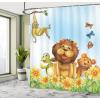 Ambesonne Cartoon Shower Curtain, Tale Castle Scenery in Floral Garden Girls Fantasy Picture, Cloth Fabric Bathroom Decor Set with Hooks, 69″ W x 70″ L, Pink Blue(Orange Blue Yellow)