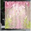Ambesonne Cartoon Shower Curtain, Tale Castle Scenery in Floral Garden Girls Fantasy Picture, Cloth Fabric Bathroom Decor Set with Hooks, 69″ W x 70″ L, Pink Blue(Beige Green Pink)
