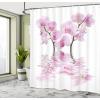 Ambesonne Cartoon Shower Curtain, Tale Castle Scenery in Floral Garden Girls Fantasy Picture, Cloth Fabric Bathroom Decor Set with Hooks, 69″ W x 70″ L, Pink Blue(White Pink)