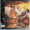 Ambesonne Cartoon Shower Curtain, Tale Castle Scenery in Floral Garden Girls Fantasy Picture, Cloth Fabric Bathroom Decor Set with Hooks, 69″ W x 70″ L, Pink Blue(Mustard and Orange)