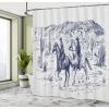 Ambesonne Cartoon Shower Curtain, Tale Castle Scenery in Floral Garden Girls Fantasy Picture, Cloth Fabric Bathroom Decor Set with Hooks, 69″ W x 70″ L, Pink Blue(Navy Blue)