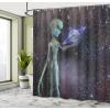 Ambesonne Cartoon Shower Curtain, Tale Castle Scenery in Floral Garden Girls Fantasy Picture, Cloth Fabric Bathroom Decor Set with Hooks, 69″ W x 70″ L, Pink Blue(Dark Purple)