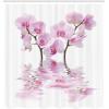 Ambesonne Cartoon Shower Curtain, Tale Castle Scenery in Floral Garden Girls Fantasy Picture, Cloth Fabric Bathroom Decor Set with Hooks, 69″ W x 70″ L, Pink Blue(White Pink)