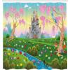 Ambesonne Cartoon Shower Curtain, Tale Castle Scenery in Floral Garden Girls Fantasy Picture, Cloth Fabric Bathroom Decor Set with Hooks, 69″ W x 70″ L, Pink Blue(Pink Blue)