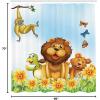 Ambesonne Cartoon Shower Curtain, Tale Castle Scenery in Floral Garden Girls Fantasy Picture, Cloth Fabric Bathroom Decor Set with Hooks, 69″ W x 70″ L, Pink Blue(Orange Blue Yellow)