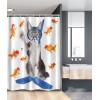 Ambesonne Cartoon Stall Shower Curtain, Happy Rubber Duck and Bubbles Pattern Theme Art, Fabric Bathroom Decor Set with Hooks, 36″ W x 72″ L, Yellow Aqua(Blue Orange)