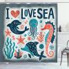 Ambesonne Cartoon Stall Shower Curtain, Happy Rubber Duck and Bubbles Pattern Theme Art, Fabric Bathroom Decor Set with Hooks, 36″ W x 72″ L, Yellow Aqua(Blue Coral Coconut)