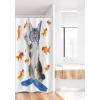 Ambesonne Cartoon Stall Shower Curtain, Happy Rubber Duck and Bubbles Pattern Theme Art, Fabric Bathroom Decor Set with Hooks, 36″ W x 72″ L, Yellow Aqua(Blue Orange)