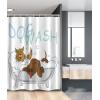 Ambesonne Cartoon Stall Shower Curtain, Happy Rubber Duck and Bubbles Pattern Theme Art, Fabric Bathroom Decor Set with Hooks, 36″ W x 72″ L, Yellow Aqua(Brown White)