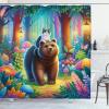 Ambesonne Cartoon Stall Shower Curtain, Happy Rubber Duck and Bubbles Pattern Theme Art, Fabric Bathroom Decor Set with Hooks, 36″ W x 72″ L, Yellow Aqua(Caramel Multicolor)