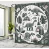 Ambesonne Cartoon Stall Shower Curtain, Happy Rubber Duck and Bubbles Pattern Theme Art, Fabric Bathroom Decor Set with Hooks, 36″ W x 72″ L, Yellow Aqua(Grey Teal Off White Rose)