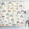 Ambesonne Cartoon Stall Shower Curtain, Happy Rubber Duck and Bubbles Pattern Theme Art, Fabric Bathroom Decor Set with Hooks, 36″ W x 72″ L, Yellow Aqua(Ivory Blush Soft Blue)