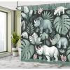 Ambesonne Cartoon Stall Shower Curtain, Happy Rubber Duck and Bubbles Pattern Theme Art, Fabric Bathroom Decor Set with Hooks, 36″ W x 72″ L, Yellow Aqua(Laurel Green Blush)