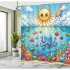 Ambesonne Cartoon Stall Shower Curtain, Happy Rubber Duck and Bubbles Pattern Theme Art, Fabric Bathroom Decor Set with Hooks, 36″ W x 72″ L, Yellow Aqua(Mustard Blue Multicolor)