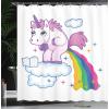 Ambesonne Cartoon Stall Shower Curtain, Happy Rubber Duck and Bubbles Pattern Theme Art, Fabric Bathroom Decor Set with Hooks, 36″ W x 72″ L, Yellow Aqua(Pale Purple)
