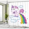 Ambesonne Cartoon Stall Shower Curtain, Happy Rubber Duck and Bubbles Pattern Theme Art, Fabric Bathroom Decor Set with Hooks, 36″ W x 72″ L, Yellow Aqua(Pale Purple)