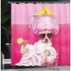 Ambesonne Cartoon Stall Shower Curtain, Happy Rubber Duck and Bubbles Pattern Theme Art, Fabric Bathroom Decor Set with Hooks, 36″ W x 72″ L, Yellow Aqua(Pink Magenta)