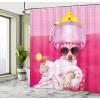 Ambesonne Cartoon Stall Shower Curtain, Happy Rubber Duck and Bubbles Pattern Theme Art, Fabric Bathroom Decor Set with Hooks, 36″ W x 72″ L, Yellow Aqua(Pink Magenta)