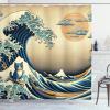 Ambesonne Cartoon Stall Shower Curtain, Happy Rubber Duck and Bubbles Pattern Theme Art, Fabric Bathroom Decor Set with Hooks, 36″ W x 72″ L, Yellow Aqua(Sand Brown Sea Blue)