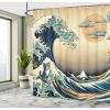 Ambesonne Cartoon Stall Shower Curtain, Happy Rubber Duck and Bubbles Pattern Theme Art, Fabric Bathroom Decor Set with Hooks, 36″ W x 72″ L, Yellow Aqua(Sand Brown Sea Blue)