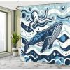Ambesonne Cartoon Stall Shower Curtain, Happy Rubber Duck and Bubbles Pattern Theme Art, Fabric Bathroom Decor Set with Hooks, 36″ W x 72″ L, Yellow Aqua(Sea Blue White)