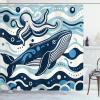 Ambesonne Cartoon Stall Shower Curtain, Happy Rubber Duck and Bubbles Pattern Theme Art, Fabric Bathroom Decor Set with Hooks, 36″ W x 72″ L, Yellow Aqua(Sea Blue White)