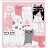 Ambesonne Cat Shower Curtain, Cartoon Kittens Funny Smiling Glasses Scarfs Doodle Humorous Design, Cloth Fabric Bathroom Decor Set with Hooks, 69″ W x 70″ L, Pale Pink White Black