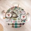 Ambesonne Ice Cream Fitted Round Tablecloth, Delicate Pattern of Colorful Design Dots and Hearts on Plain Back Cartoon, All Around Elastic Fabric Table Cover, 40″- 44″ Diameter, Pink Blue Apricot(Blush White Olive Green)