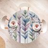Ambesonne Ice Cream Fitted Round Tablecloth, Delicate Pattern of Colorful Design Dots and Hearts on Plain Back Cartoon, All Around Elastic Fabric Table Cover, 40″- 44″ Diameter, Pink Blue Apricot(Blue Lavender Green)