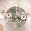 Ambesonne Ice Cream Fitted Round Tablecloth, Delicate Pattern of Colorful Design Dots and Hearts on Plain Back Cartoon, All Around Elastic Fabric Table Cover, 40″- 44″ Diameter, Pink Blue Apricot(Laurel Green Rose Beige)