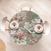 Ambesonne Ice Cream Fitted Round Tablecloth, Delicate Pattern of Colorful Design Dots and Hearts on Plain Back Cartoon, All Around Elastic Fabric Table Cover, 40″- 44″ Diameter, Pink Blue Apricot(Laurel Green Blush White)