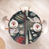 Ambesonne Ice Cream Fitted Round Tablecloth, Delicate Pattern of Colorful Design Dots and Hearts on Plain Back Cartoon, All Around Elastic Fabric Table Cover, 40″- 44″ Diameter, Pink Blue Apricot(Dark Pink Blue Grey Dusk)