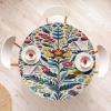Ambesonne Ice Cream Fitted Round Tablecloth, Delicate Pattern of Colorful Design Dots and Hearts on Plain Back Cartoon, All Around Elastic Fabric Table Cover, 40″- 44″ Diameter, Pink Blue Apricot(Blue Dark Pink Mustard)